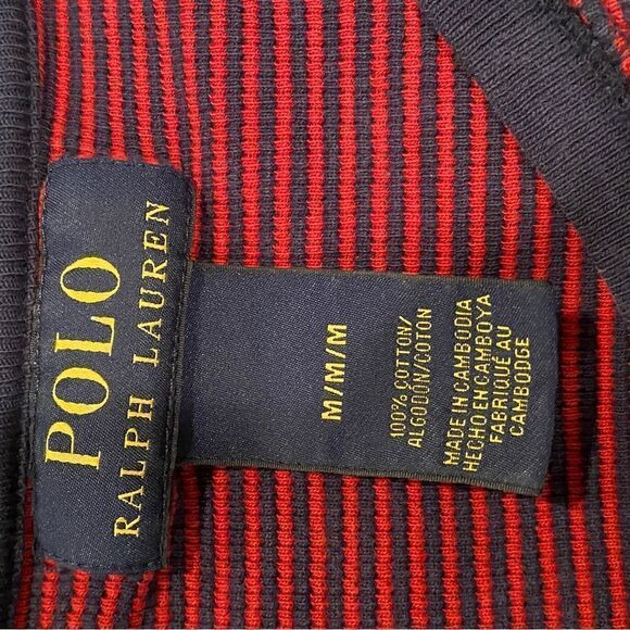 Polo Ralph Lauren Navy & Burgundy Stripe Shirt Size Medium - Picture 6 of 12